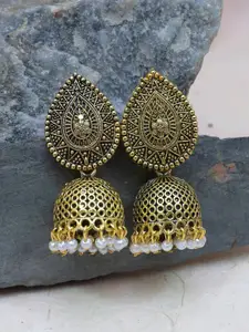Crunchy Fashion Gold-Plated Classic Jhumkas Earrings