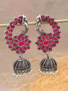 Crunchy Fashion Peacock Shaped Jhumkas Earrings