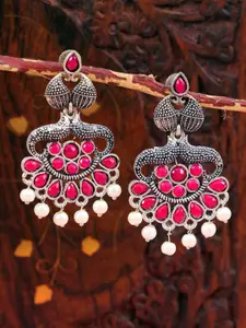 Crunchy Fashion Silver Plated Oxidised Classic Drop Earrings
