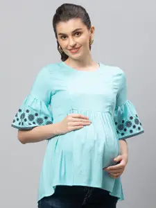 AV2 Floral Embroidered Cotton Maternity Top