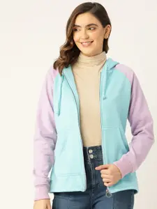 BRINNS Women Colourblocked Fleece Hooded Sweatshirt
