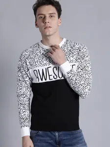 Kook N Keech Men Black & White Printed Sweatshirt