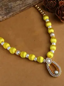 AKSHARA Girls Gold-Plated Silk Thread Beaded Necklace