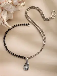 Panash Oxidised Silver-Toned Beaded Anklet