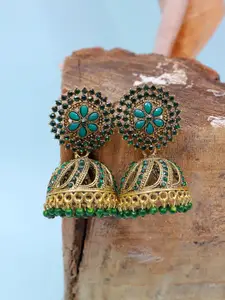 Crunchy Fashion Gold-Plated Dome Shaped Jhumkas Earrings