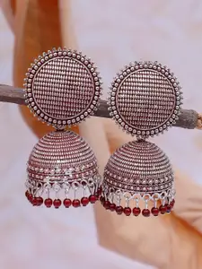 Crunchy Fashion Silver-Plated Classic Jhumkas Earrings