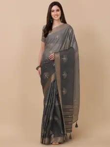 Mitera Floral Printed Pure Silk Tussar Saree