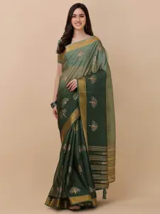 Mitera Fluorescent Floral Zari Pure Silk Saree