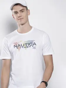 Nautica Brand Logo Printed Pure Cotton T-shirt