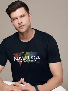 Nautica Graphic Printed Pure Cotton Applique T-shirt