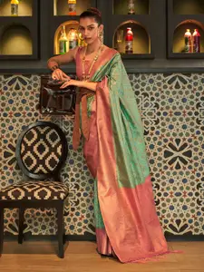 Saree mall Zari Geometric Woven Design Kanjeevaram Sarees