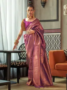 Saree mall Ethnic Motifs Zari Silk Blend Kanjeevaram Sarees