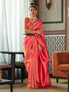 Saree mall Ethnic Motifs Zari Silk Blend Kanjeevaram Sarees