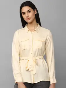 Allen Solly Woman Spread Collar Tie-Ups with Two Flap Pocket Casual Shirt