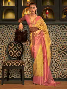 Saree mall Ethnic Motifs Zari Woven Design Silk Blend Kanjeevaram Sarees