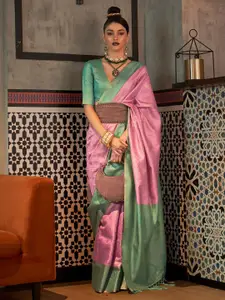 Saree mall Ethnic Motifs Zari Woven Design Silk Blend Kanjeevaram Sarees