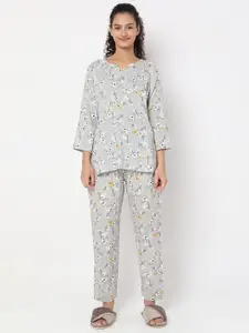 Smarty Pants Women Floral Printed Pure Cotton Night suit