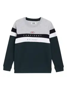 Cantabil Boys Colourblocked Fleece Round Neck Sweatshirt