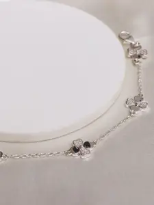 HIFLYER JEWELS Women Silver-Plated Sterling Silver Cubic Zirconia Link Bracelet