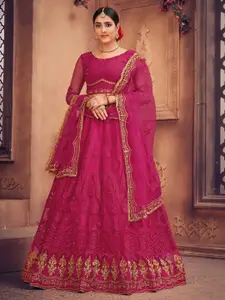Atsevam Embroidered Thread Work Semi-Stitched Lehenga & Unstitched Blouse With Dupatta