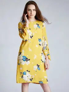 Harpa Women Yellow Floral Print A-Line Dress