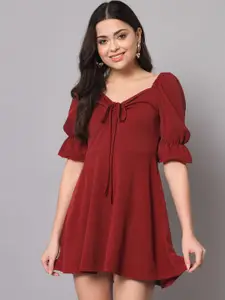 AAHWAN Tie-Up Neck Mini Dress