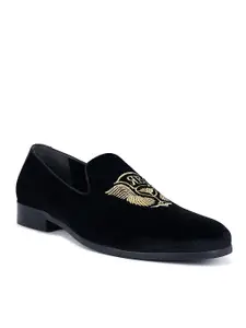 ROSSO BRUNELLO Men Embroidered Formal Slip-On Shoes