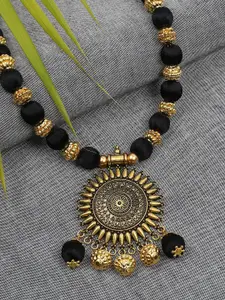 AKSHARA German Silver Gold Plated Pendant With Necklace