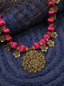 AKSHARA German Silver Gold Plated Pendant Necklace