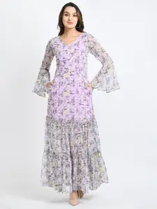 V&M Floral Chiffon A-Line Maxi Dress
