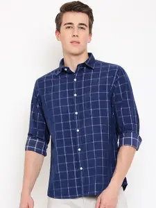 Cantabil Men Windowpane Checked Cotton Casual Shirt