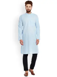 SOJANYA Men Blue Solid Straight Kurta