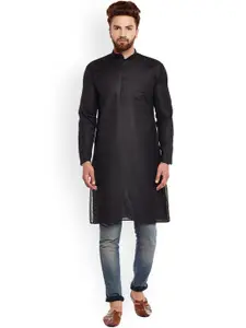 SOJANYA Men Black Solid Straight Kurta