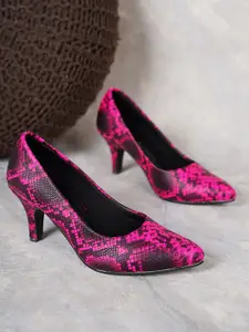 DressBerry Printed PU Kitten Pumps