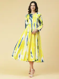 FASHOR Tie and Dye A-Line Midi Cotton Dress