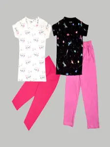 Taatoom Girls Pack Of 2 Printed Pure Cotton Night suit