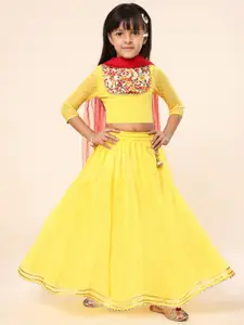 A.T.U.N. A T U N Girls Embroidered Ready to Wear Lehenga & Blouse With Dupatta