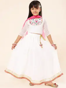 A.T.U.N. A T U N Girls Embroidered Ready to Wear Lehenga & Blouse With Dupatta