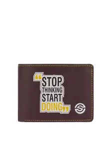 SCHARF Men Typography Printed Vegan Leather Two Fold Wallet