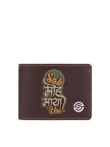 SCHARF Men Typography Printed Vegan Leather Two Fold Wallet