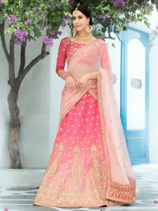 SAPTRANGI Embroidered Semi-Stitched Lehenga & Unstitched Blouse With Dupatta
