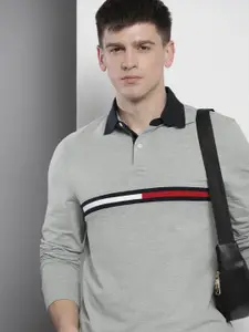 Tommy Hilfiger Men Brand Logo Embroidered Polo Collar T-shirt