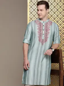 House of Pataudi Geometric Printed Thread Work Jashn Kurta