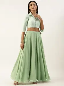 Ethnovog Embroidered Sequinned Ready to Wear Lehenga & Blouse