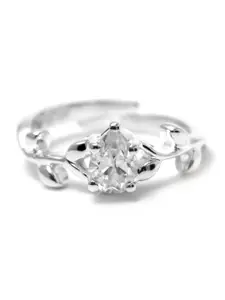 HIFLYER JEWELS Sterling Silver Topaz Pear Gemstone Studded Finger Ring