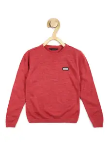 Peter England Boys Coral Round Neck Long Sleeves Acrylic Pullover