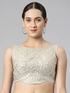 flaher Women Embroidered Net Padded Saree Blouse