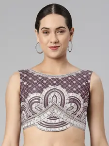 flaher Women Embroidered Net Padded Saree Blouse