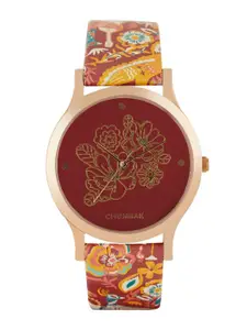 TEAL BY CHUMBAK Women Brass Printed Dial & Leather Straps Analogue Watch - 8907605120220