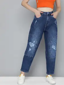Mast & Harbour Women Baggy Fit Highly Distressed Jeans
